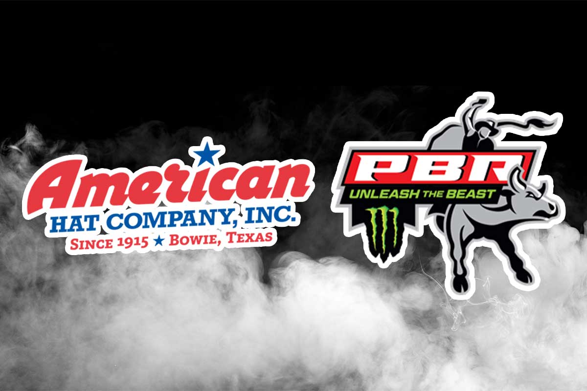 The American Hat Company logo and the PBR logo are shown side by side with a black background with smoke at the bottom.