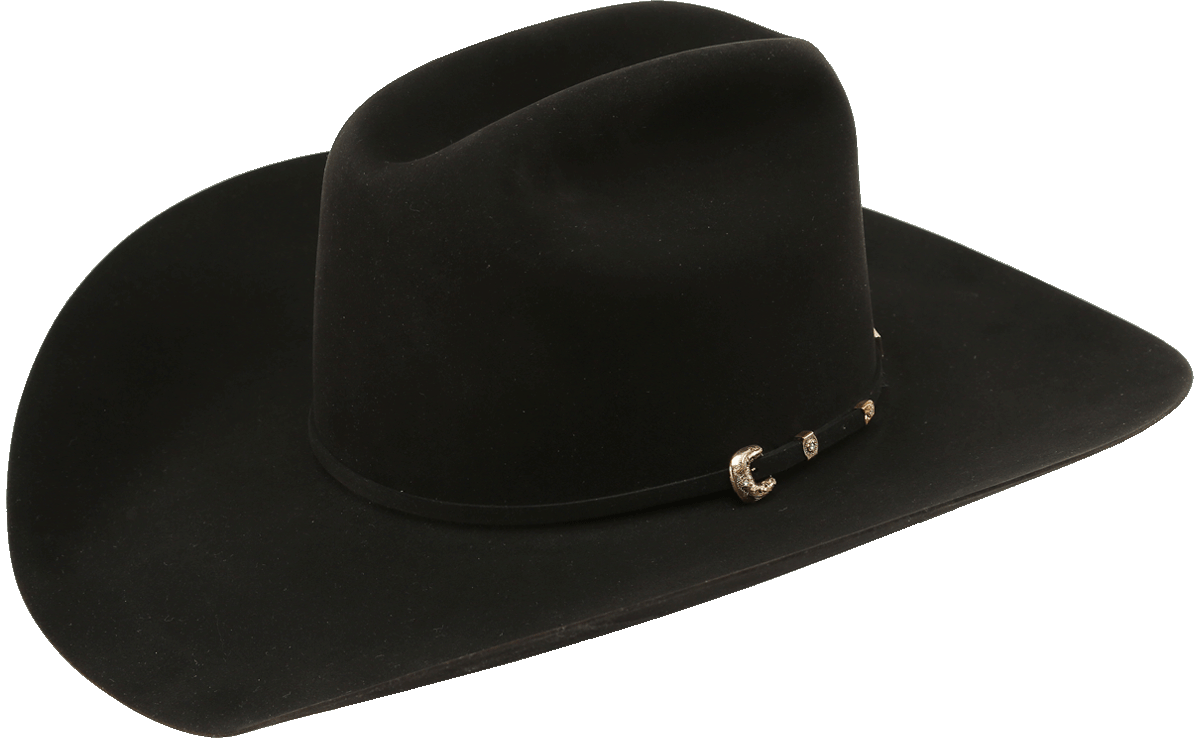 A photo of an American Hat Company 1000X felt cowboy hat in the color black.