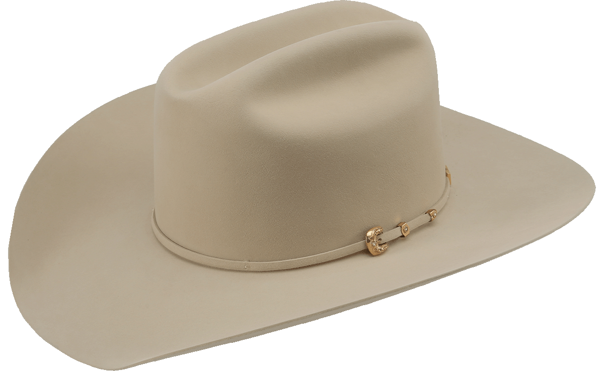A photo of an American Hat Company 1000X felt cowboy hat in the color silver belly.